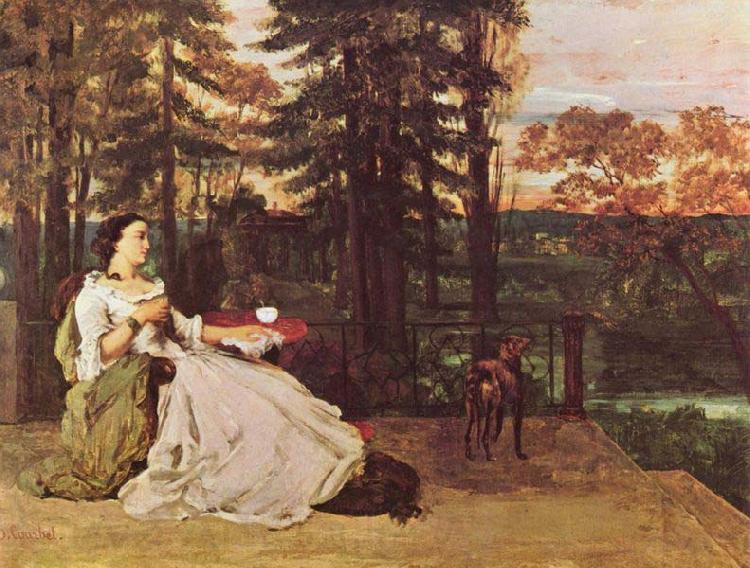 Courbet, Gustave Dame auf der Terrasse (Le dame de Francfort) France oil painting art
